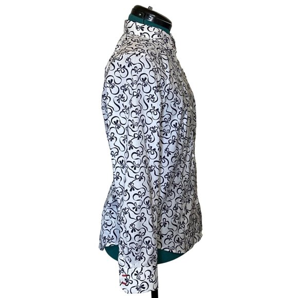 Talbots Wrinkle-Resistant Blouse Ribbon Pattern Cotton Blend Women's Size 8 - Picture 4 of 15